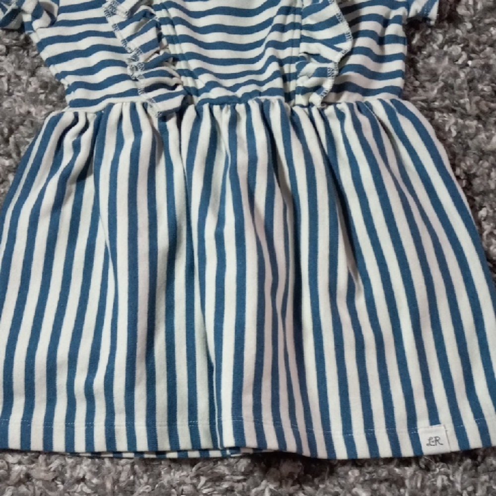 Kids Striped Blue Kids Top with Ruffles Size 5 Girl - Picture 4 of 6